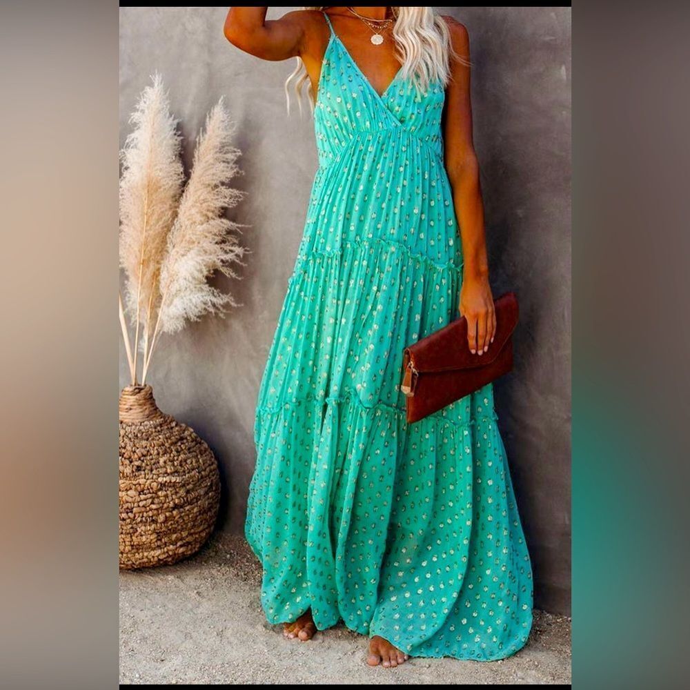 Chic Turquoise Maxi Dress